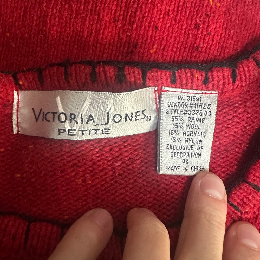 Vtg Victoria Jones Holiday Angel Cherub Christmas Tree Gifts Sweater Sz Petite S View 6